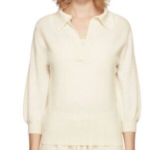 Lisa Yang Off-White Cashmere The Kimberly V-Neck Pullover - Like New